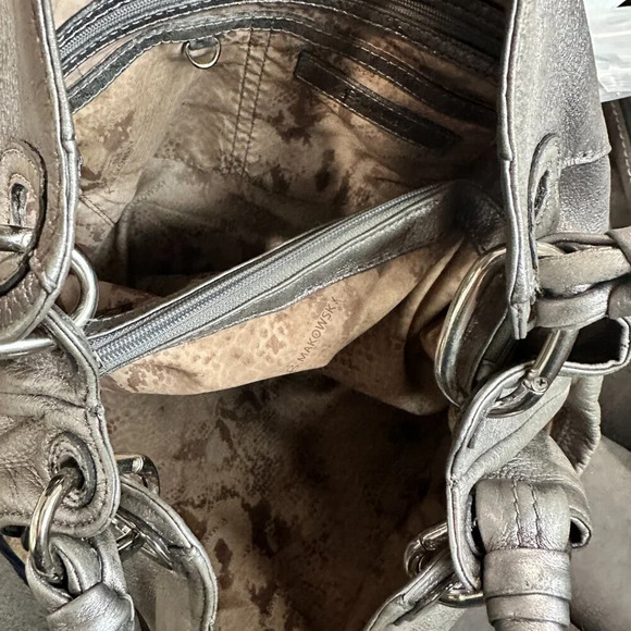 B Makowsky Metallic Pewter Alice Shopper - Picture 11 of 15